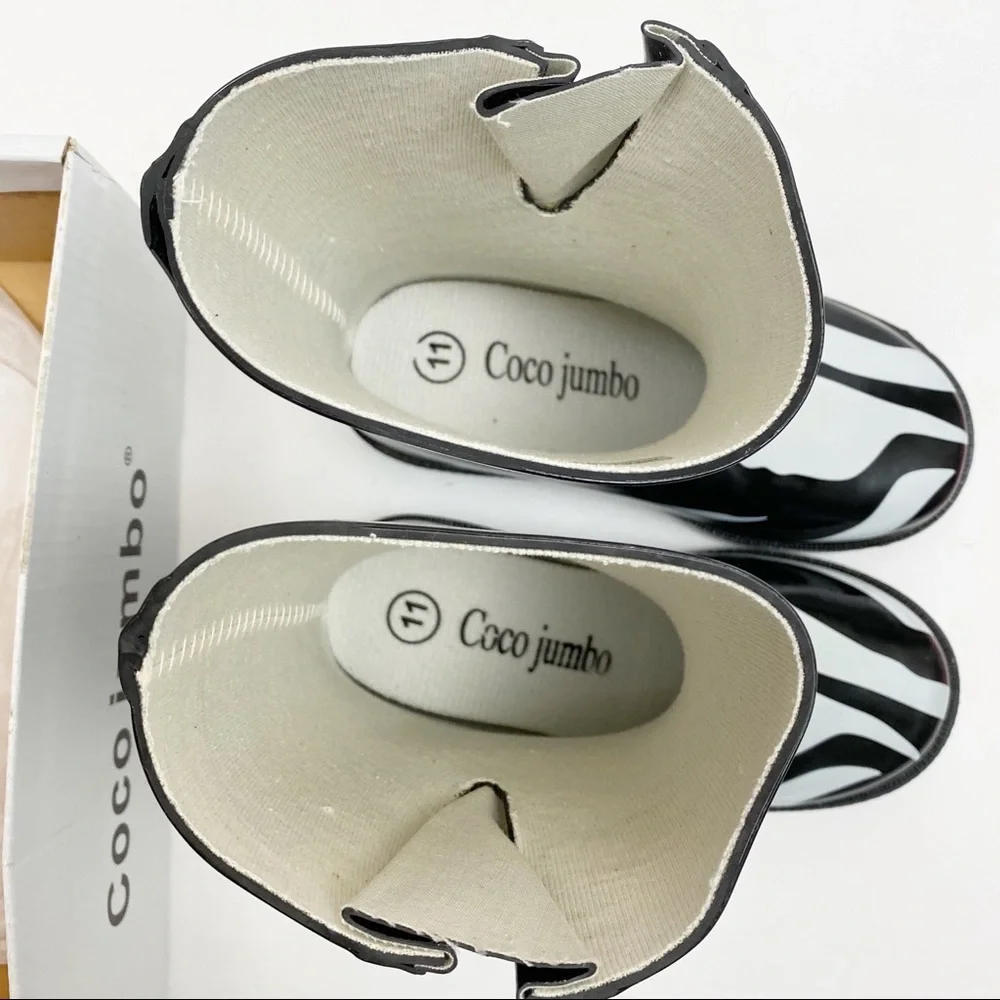 Coco Jumbo Girls Kids Zebra Rain Boots: Black White